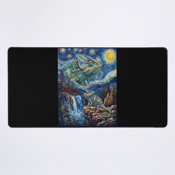 Item preview, Chameleon Howling Moon Starry Night Van Gogh Art Animal Lover designed and sold by dian-rody-crest.