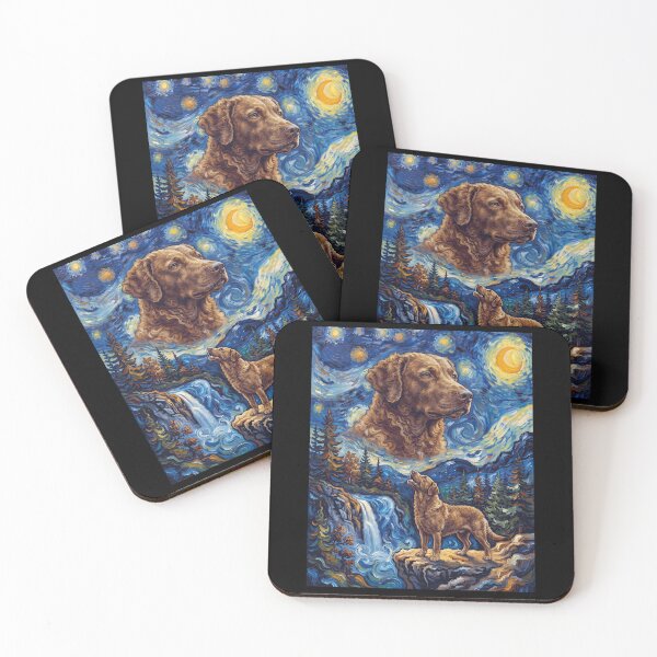 Item preview, Chesapeake Bay Retriever Howling Moon Starry Night Van Gogh Art Animal Lover designed and sold by dian-rody-crest.