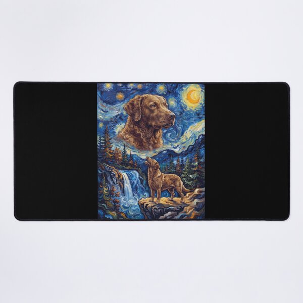 Item preview, Chesapeake Bay Retriever Howling Moon Starry Night Van Gogh Art Animal Lover designed and sold by dian-rody-crest.