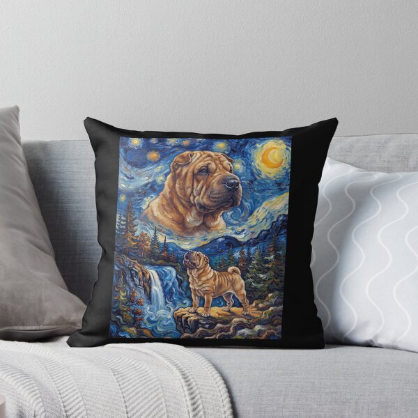 Item preview, Chinese Shar Pei Howling Moon Starry Night Van Gogh Art Dog Lover designed and sold by dian-rody-crest.