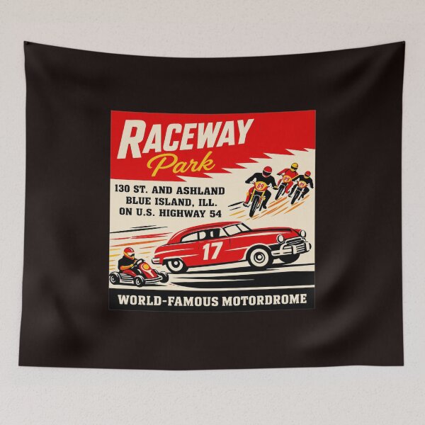 Item preview, Vintage Raceway Park Motordrome Ad Retro Car Motorcycle  designed and sold by findOutDraw.