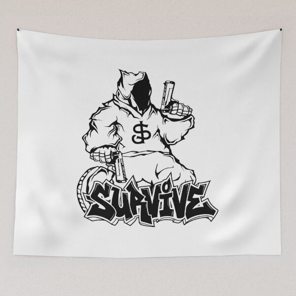 Item preview, Graffiti Hooded Figure With Guns Dollar Sign designed and sold by NeilLeffler.