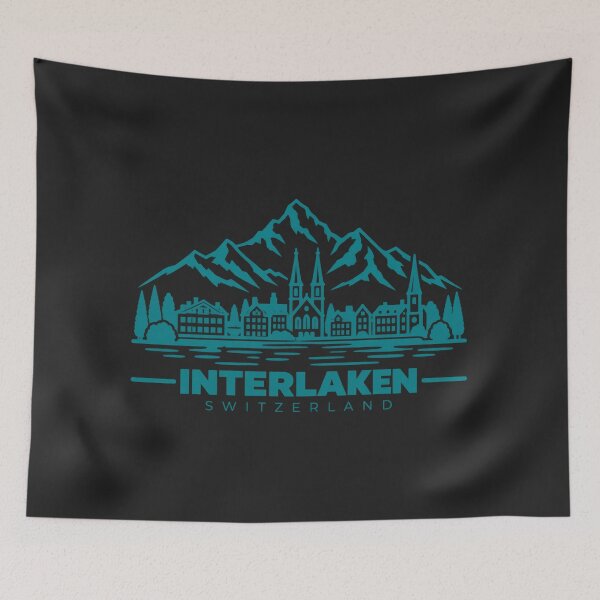 Item preview, Interlaken Switzerland Line Art Travel Poster designed and sold by CMYKStudio.