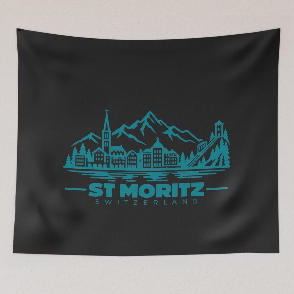 Item preview, St Moritz Switzerland Line Art Travel Poster designed and sold by CMYKStudio.
