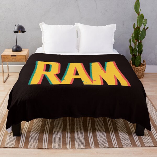 Item preview, Bold RAM Retro Distressed Typography Blue Yellow designed and sold by findOutDraw.