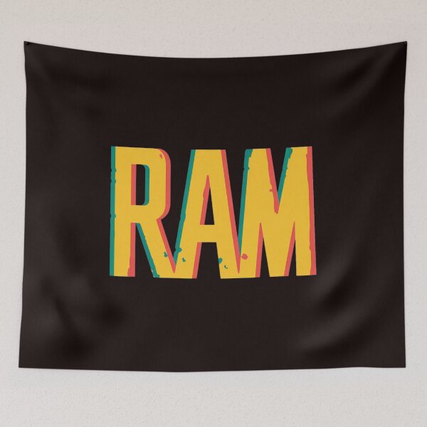 Item preview, Bold RAM Retro Distressed Typography Blue Yellow designed and sold by findOutDraw.