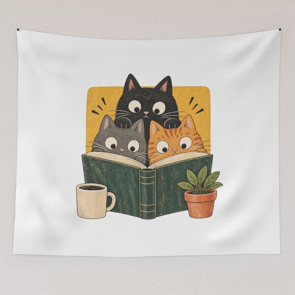 Item preview, Three Reading Cats Cozy Book Club designed and sold by VioletNance.