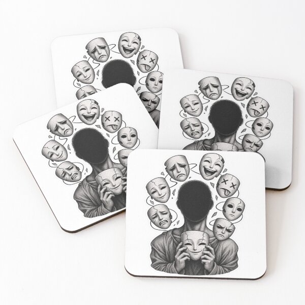 Item preview, Faceless Man Emotion Masks Surreal Dark Art designed and sold by NovaToons.