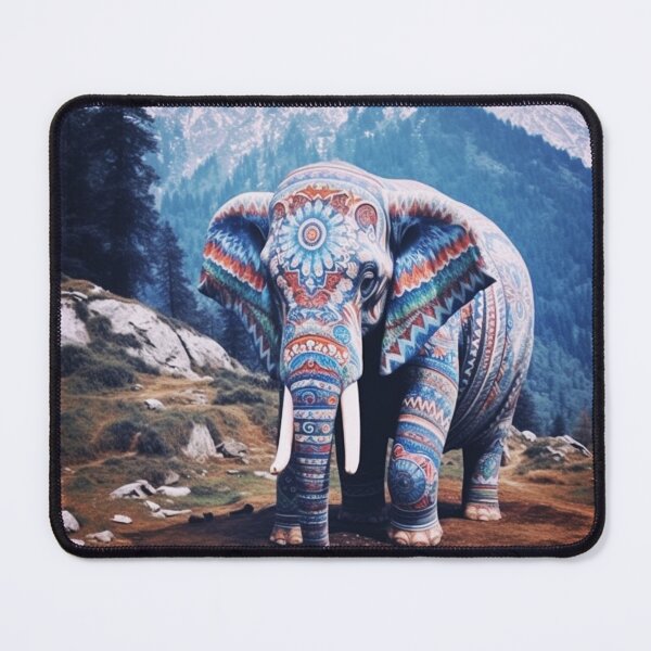 Aperçu de l'œuvre Éléphant sacré du mandala dans les montagnes créée et vendue par MongLongStudio.