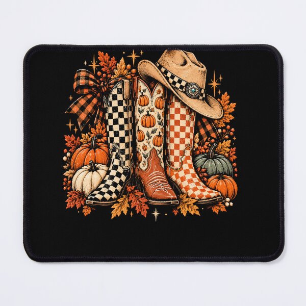 Item preview, Autumn Cowgirl Boots with Pumpkins & Checkerboard Fall Harvest designed and sold by ArcaneArtistry.