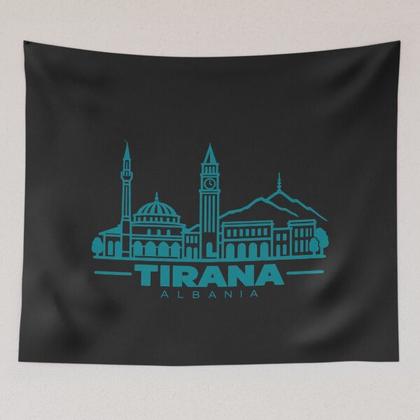 Item preview, Tirana Albania Line Art Skyline Poster designed and sold by CMYKStudio.