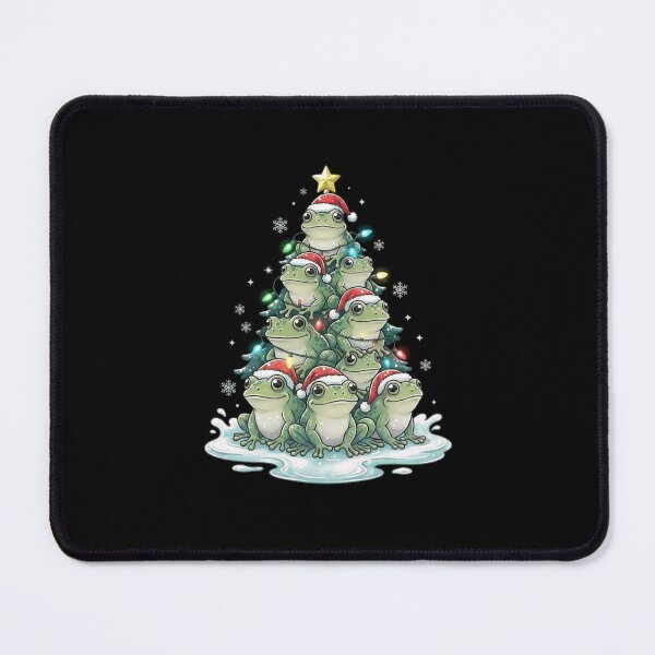Item preview, Funny Frog Christmas Tree with Santa Hats and Lights designed and sold by MiALopezArt.