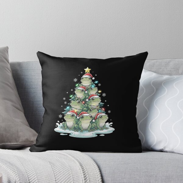 Item preview, Funny Frog Christmas Tree with Santa Hats and Lights designed and sold by MiALopezArt.