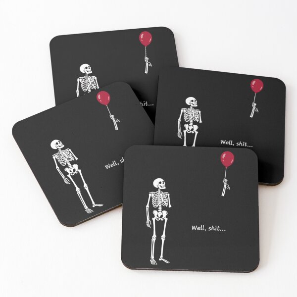 Item preview, Funny Skeleton Lost Arm Red Balloon Well Shit Dark Humor Classic designed and sold by kaeaerfurlern.