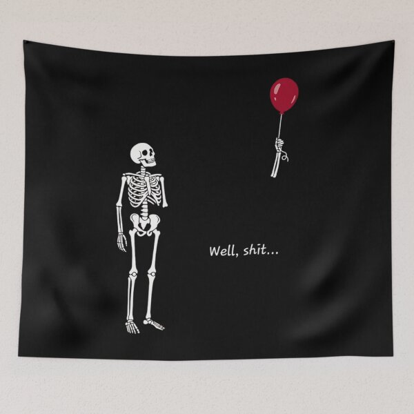 Item preview, Funny Skeleton Lost Arm Red Balloon Well Shit Dark Humor Classic designed and sold by kaeaerfurlern.