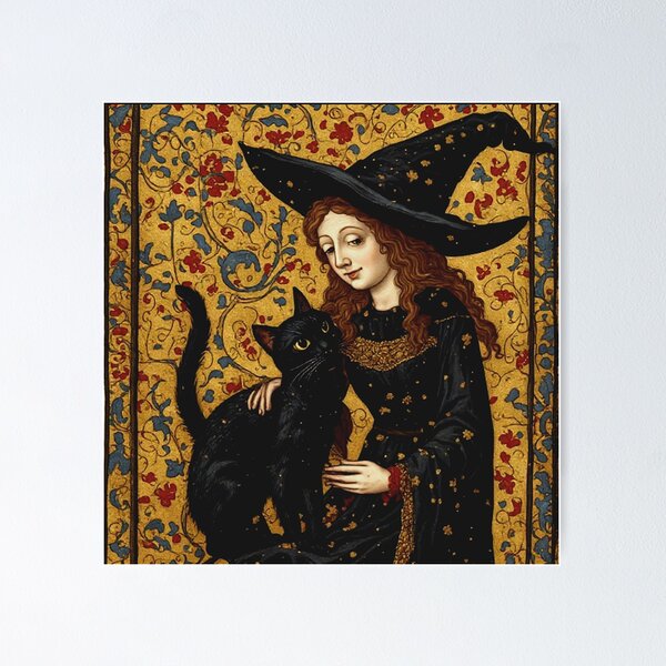 Item preview, Medieval Witch and Her Cat designed and sold by TheDarkWardrobe.