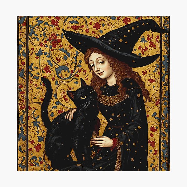 Item preview, Medieval Witch and Her Cat designed and sold by TheDarkWardrobe.