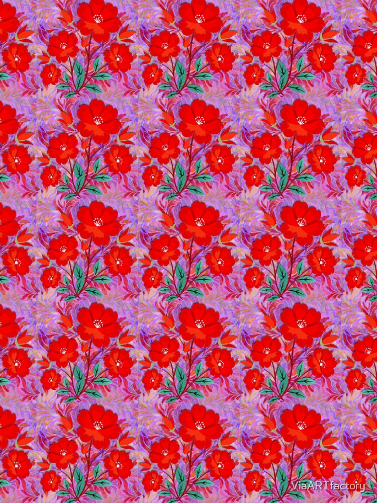 Thumbnail 4 of 4, iPhone Case, Red Flower Pattern designed and sold by ViaARTfactory.
