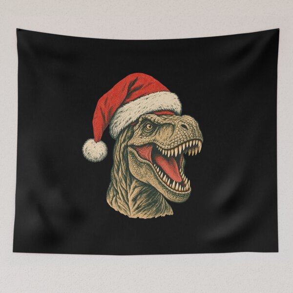 Item preview, Vintage Santa Hat T-Rex Dinosaur Christmas Retro Illustration designed and sold by SOUFIANE1991.