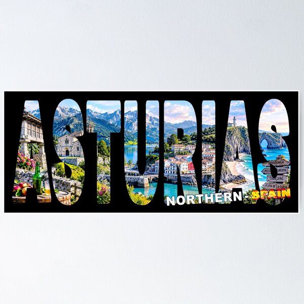 Item preview, ASTURIAS Northern Spain - Tourist Souvenir Sticker Shirt Atlantic Coast Towns designed and sold by Adam Gormley.