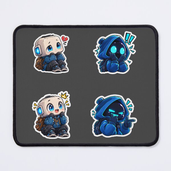 Item preview, Cute Cyber Bot Chibi Gamer Sticker Pack Blue Gaming Mascot designed and sold by NovaToons.