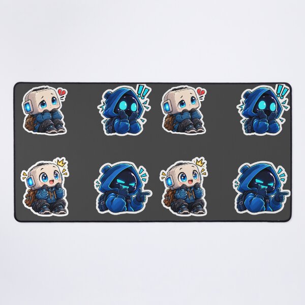 Item preview, Cute Cyber Bot Chibi Gamer Sticker Pack Blue Gaming Mascot designed and sold by NovaToons.