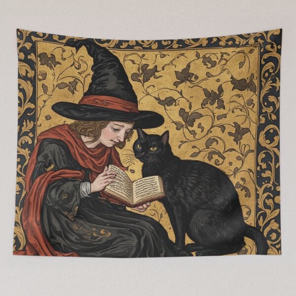 Item preview, Medieval Witch and Her Cat designed and sold by TheDarkWardrobe.