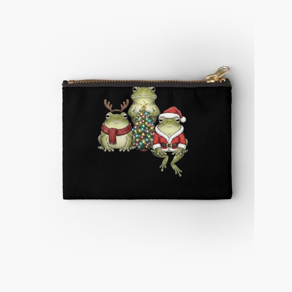 Item preview, Three Festive Frogs with Christmas Tree Holiday Design designed and sold by MiALopezArt.