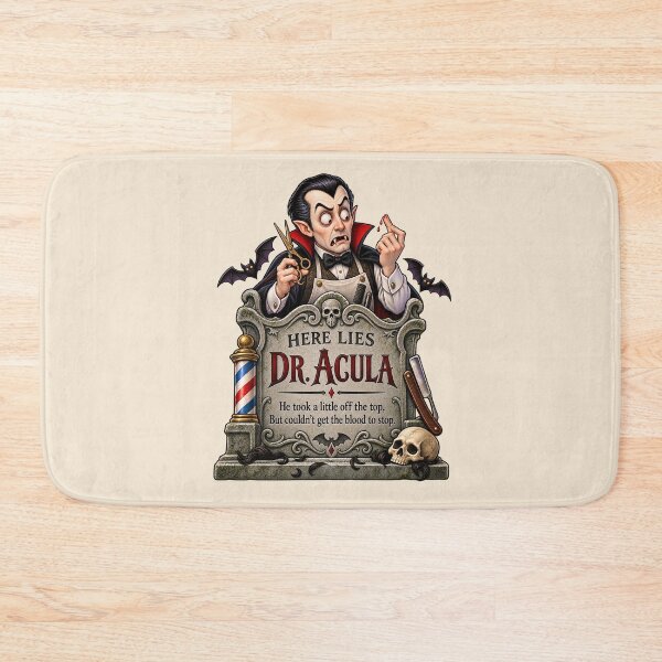 Item preview, ⚡HAUNTED TOMBSTONE COLLECTION - Dr. Acula’s Spooky Barber designed and sold by WheelieGdArt.