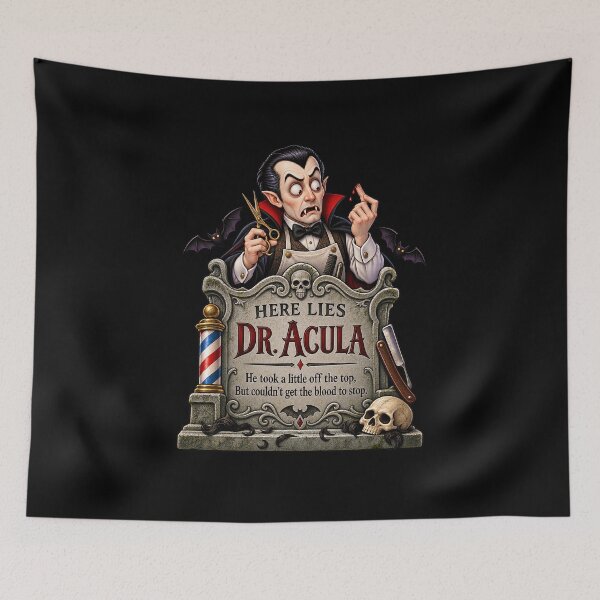 Item preview, ⚡HAUNTED TOMBSTONE COLLECTION - Dr. Acula’s Spooky Barber - dark version designed and sold by WheelieGdArt.