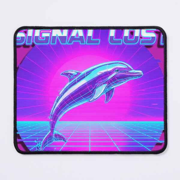 Item preview, Vaporwave Signal Lost Dolphin - Retrowave Neon Sun designed and sold by A E S T H E T A T A G.