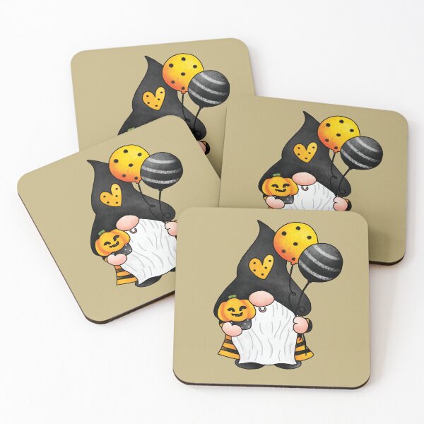 Item preview, Halloween Gnome With Beard Pumpkin and Balloons Spooky Cute Kawaii Heart Witchy Fall Autumn Orange Black Polka Dots Stripes for Kids Moms Teachers designed and sold by pillarofme.