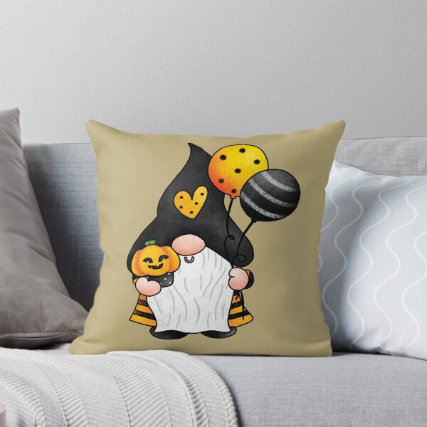 Item preview, Halloween Gnome With Beard Pumpkin and Balloons Spooky Cute Kawaii Heart Witchy Fall Autumn Orange Black Polka Dots Stripes for Kids Moms Teachers designed and sold by pillarofme.