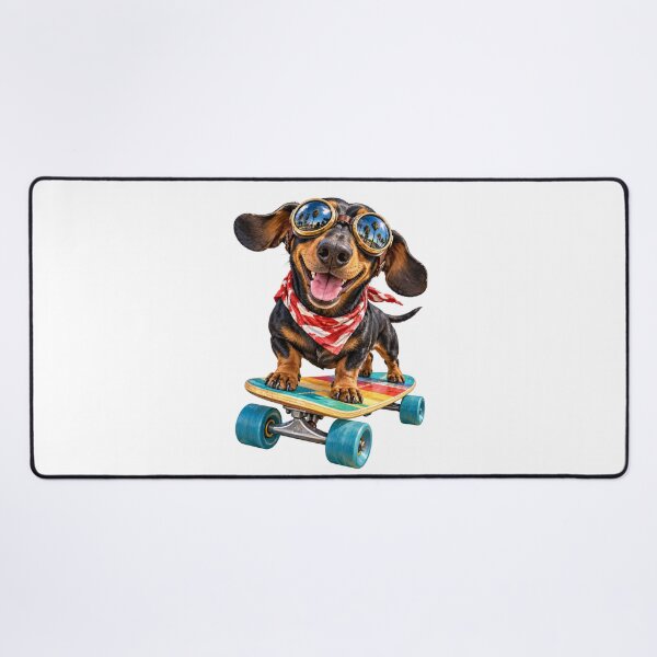 Item preview, Boardwalk Boss – Skateboarding Dachshund at Venice Beach designed and sold by Russell Thorne.