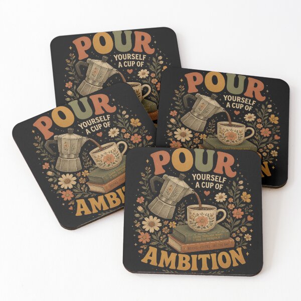 Item preview, Pour Yourself a Cup of Ambition Coffee Books Motivation Vintage Floral designed and sold by Zizo-DR44.