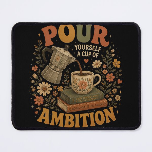 Item preview, Pour Yourself a Cup of Ambition Coffee Books Motivation Vintage Floral designed and sold by Zizo-DR44.
