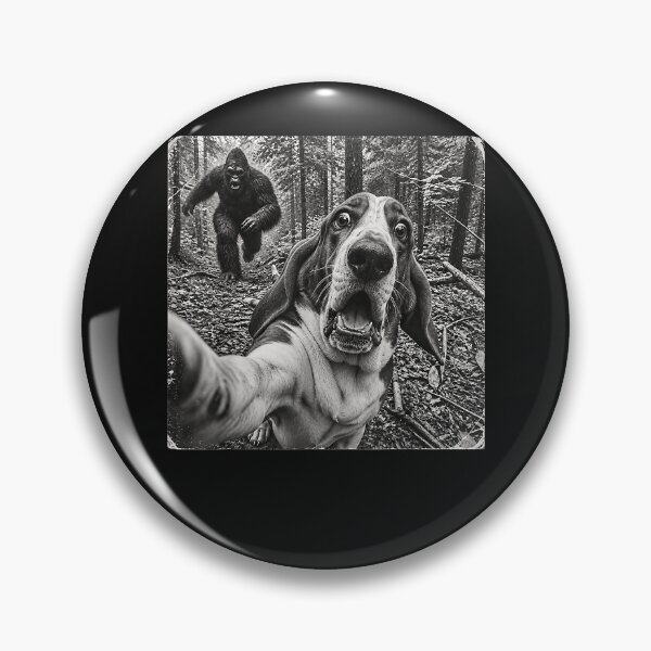 Item preview, Basset Hound Selfie Running from Bigfoot Funny Forest Boys Girls Youth Teen designed and sold by MarcelColl.