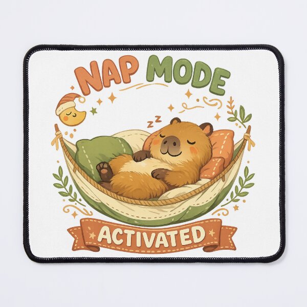 Item preview, Nap Mode Activated Cute Capybara Sleeping Hammock Cozy Animal Art designed and sold by inkoutninja.