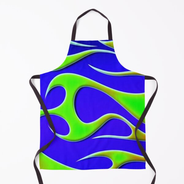 Item preview, Wacky Pomo Frutiger Aero Green Flames Pattern | Cyber Y2K Lime & Royal Blue Flame Aesthetic designed and sold by BrontesWhimsyStore.