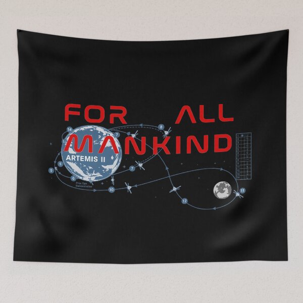 Item preview, For All Mankind_ Artemis II Mission Map designed and sold by unicorns-art.