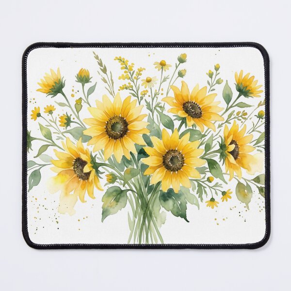 Item preview, Wild Sunflower Bouquet Watercolor Yellow Floral Botanical Art designed and sold by ChubbyGoong.