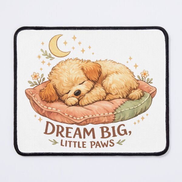 Item preview, Dream Big Little Paws Cute Sleeping Puppy Moon and Stars Cozy Dog Art designed and sold by inkoutninja.