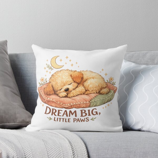 Item preview, Dream Big Little Paws Cute Sleeping Puppy Moon and Stars Cozy Dog Art designed and sold by inkoutninja.
