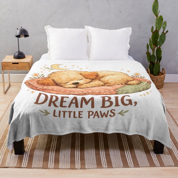 Item preview, Dream Big Little Paws Cute Sleeping Puppy Moon and Stars Cozy Dog Art designed and sold by inkoutninja.