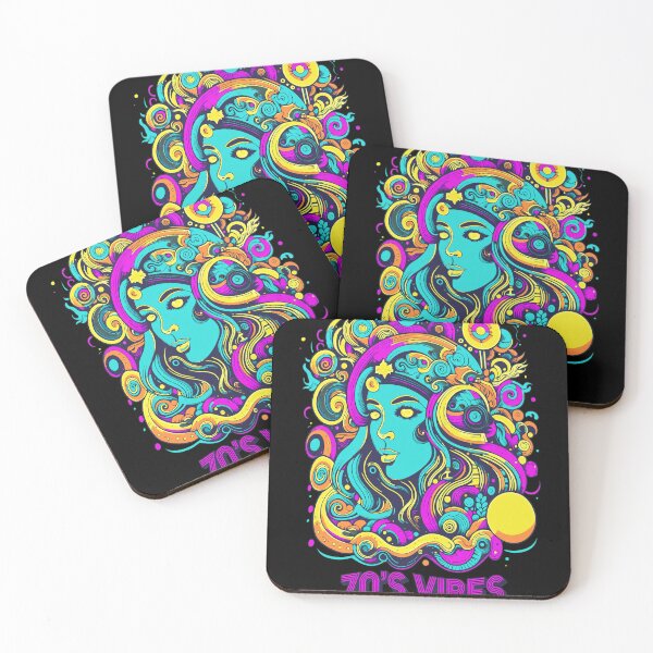 Item preview, Colorful 70s Vibes Psychedelic Woman Portrait Art designed and sold by Oraast.