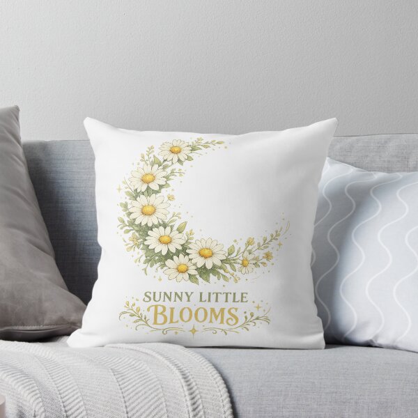 Item preview, Sunny Little Blooms Daisy Crescent Moon Cottagecore Floral Art Design designed and sold by inkoutninja.