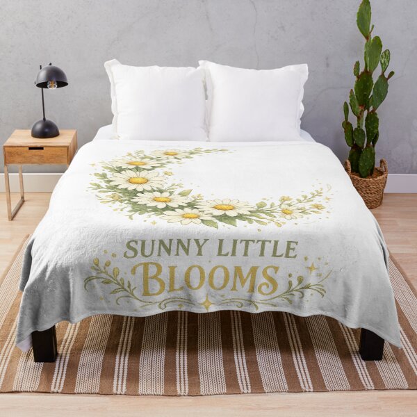 Item preview, Sunny Little Blooms Daisy Crescent Moon Cottagecore Floral Art Design designed and sold by inkoutninja.