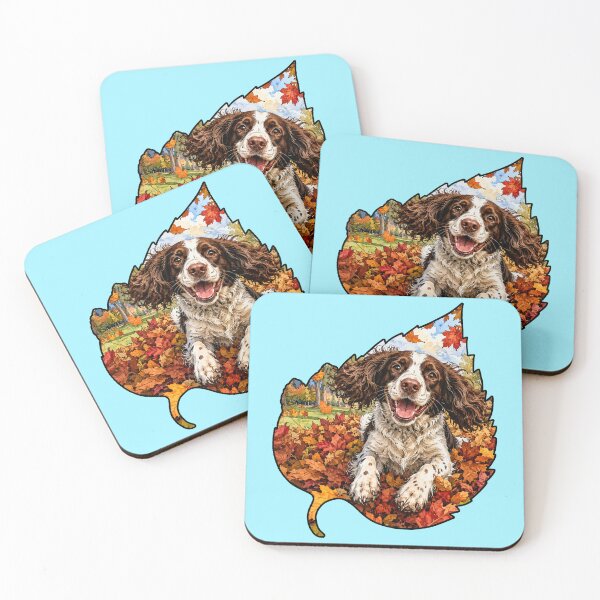 Item preview, Fall English Springer Spaniel Dog Playing In Autumn Leaves designed and sold by Lion and Lamb Design.