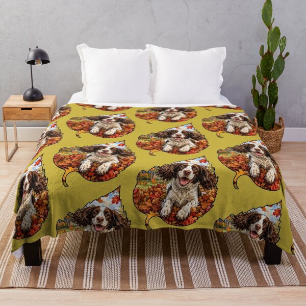Item preview, Fall English Springer Spaniel Dog Playing In Autumn Leaves designed and sold by Lion and Lamb Design.