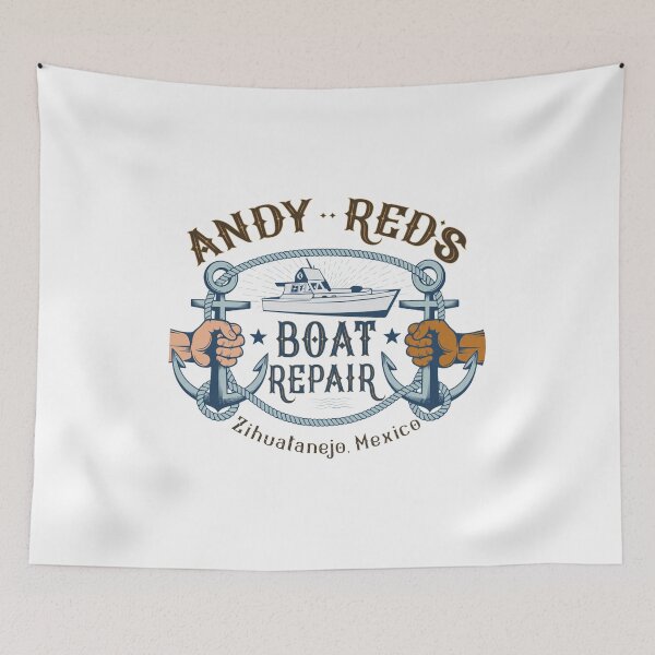 Aperçu de l'œuvre Logo vintage de Andy Reds Boat Repair à Zihuatanejo, Mexique créée et vendue par Oraast.
